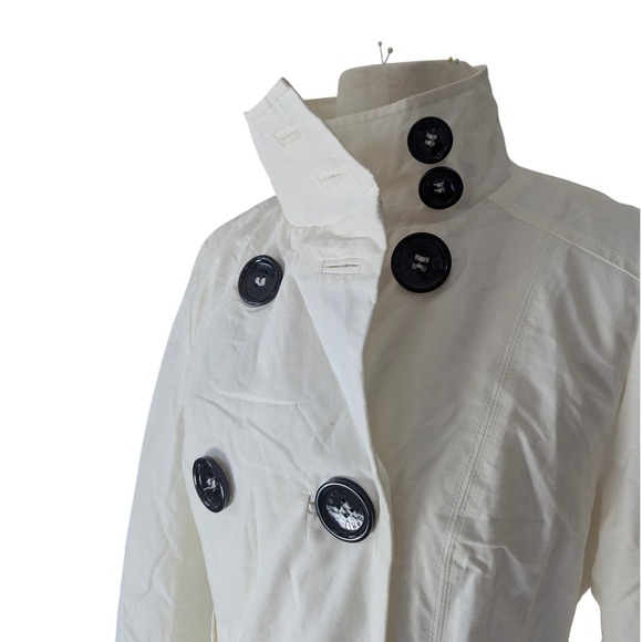 Esprit Womens Off White Double Breasted Belted Trench Coat Jacket Size Small - Picture 6 of 14